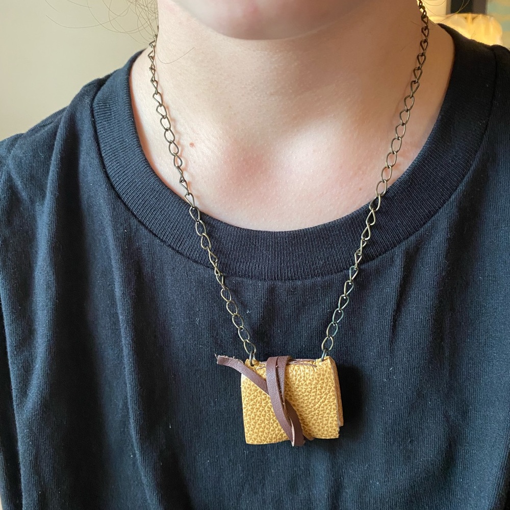 Laura Carey Books - Custom Tiny Leather Book Pendant/Necklace - NWOT - Picture 4 of 15
